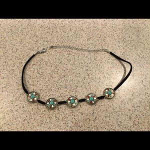 Turquoise and suede necklace